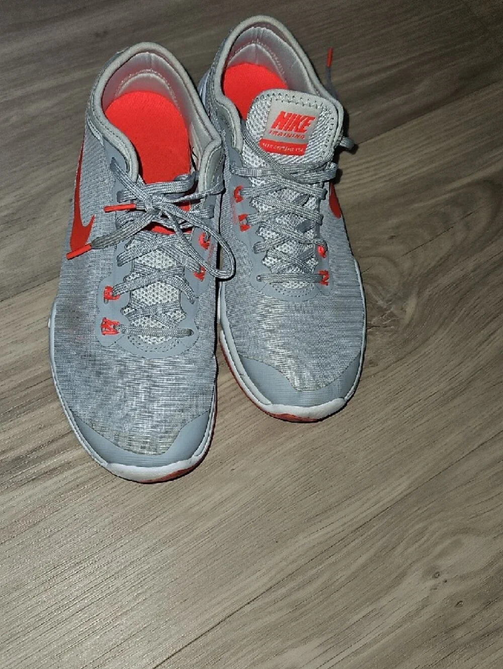 Nike Light Gray Running Shoes with Bright Orange Swoosh - Picture 5 of 5